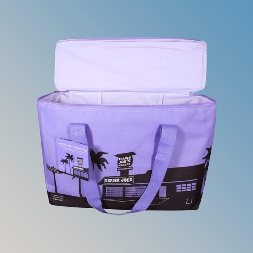 NWT:  Trader Joe’ Insulated Cooler Bag – 8 gallons:  Lavendar